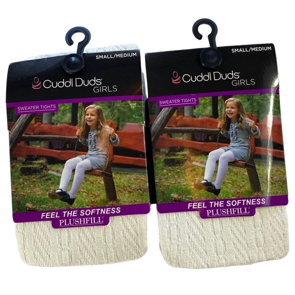Cuddl Duds Girl’s S/M Ivory Sweater Tights - 2 Pairs